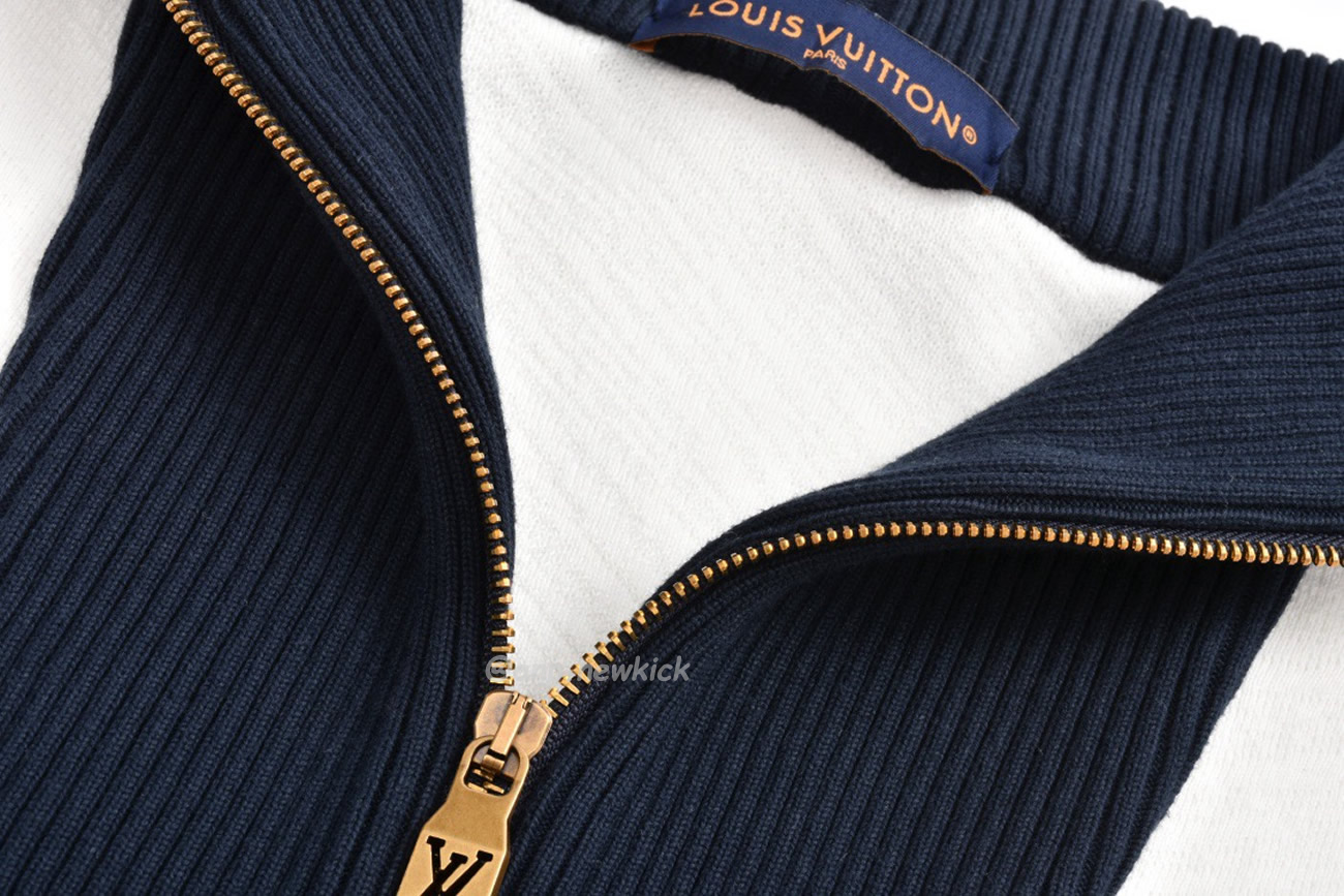 Louis Vuitton Knitted Cotton Sailor Blouson White Navy (7) - newkick.vip